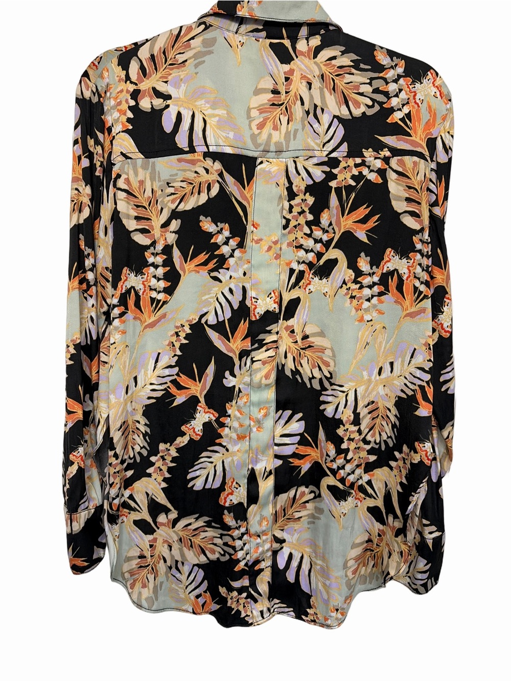 Free People Under the Palms Black Print Button-Up Top Small S - Picture 4 of 7